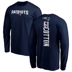 Lester Cotton New England Patriots Men's Navy Backer Long Sleeve T-Shirt -